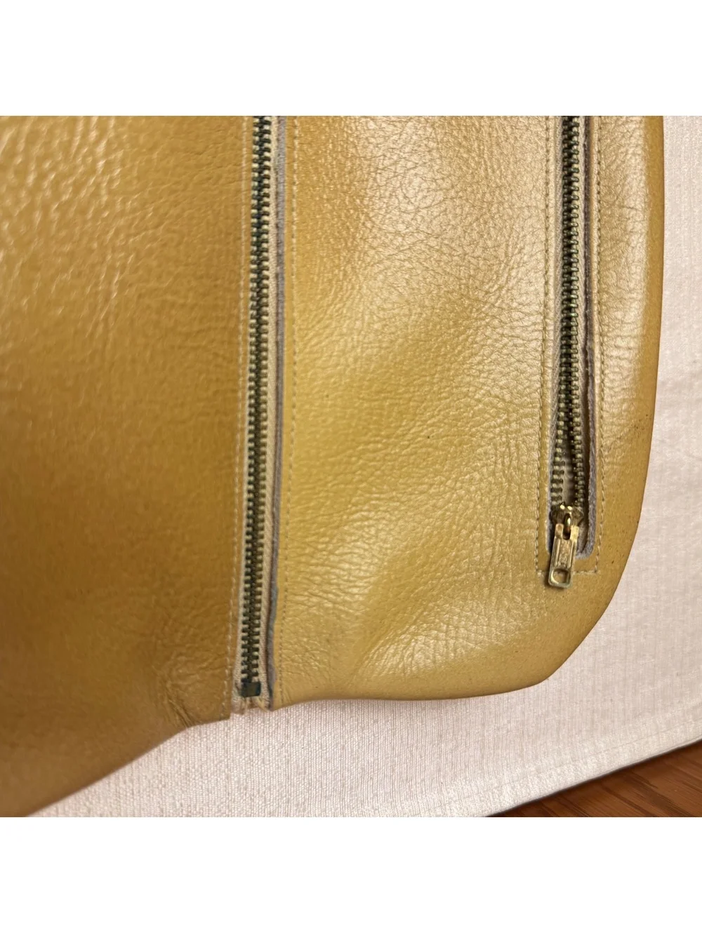Vintage Tan Leather Clutch Purse Soft Foldover Minimalist Envelope Handbag